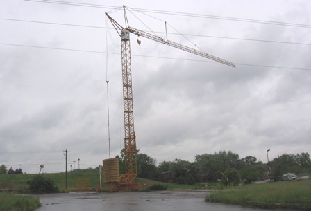 drury locating crane sits ponderosa steak inn former lot where